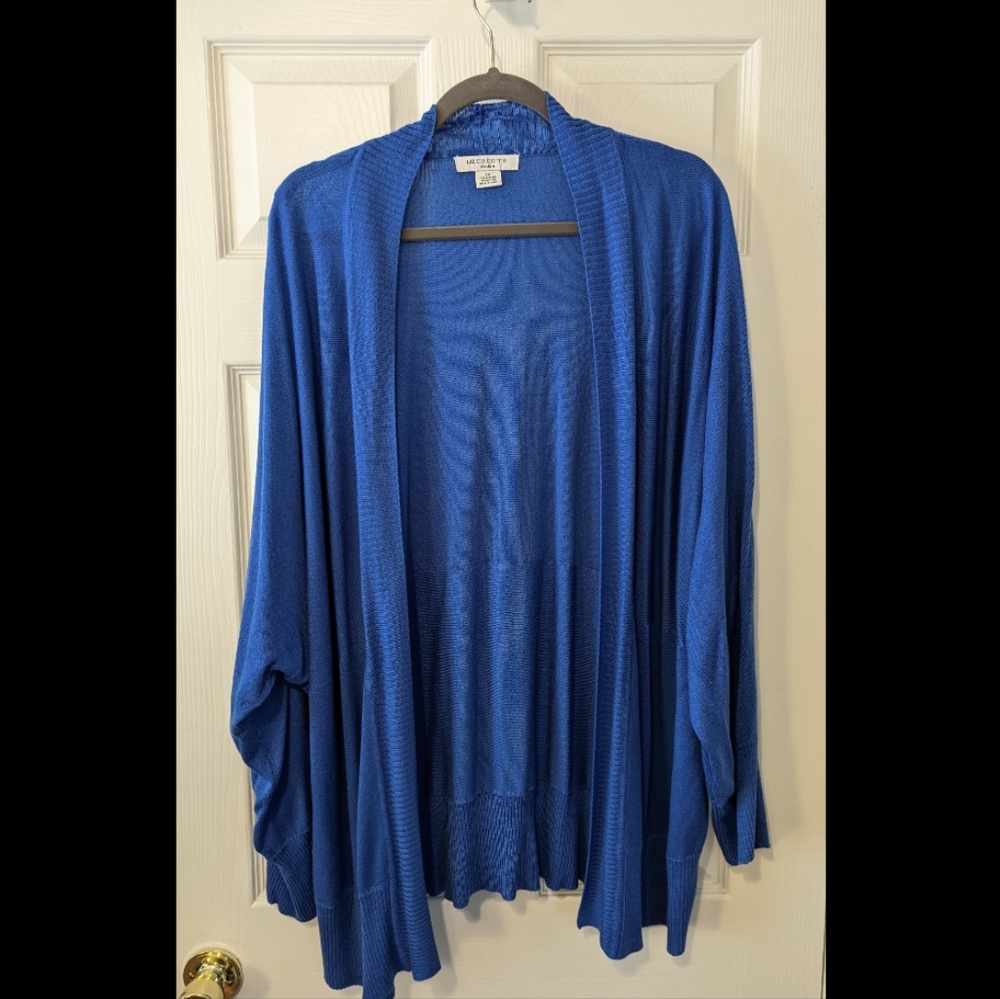 Plus Liz Claiborne French Blue Cardigan - 3X
